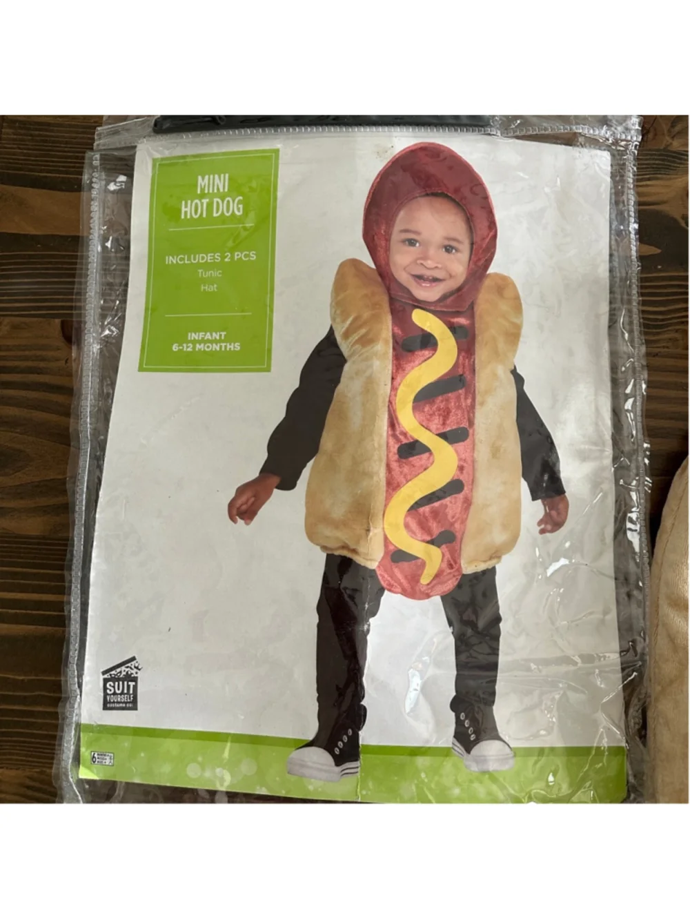 Baby Hot Dog Costume 6-12 Months Halloween Infant Tunic Hat Set